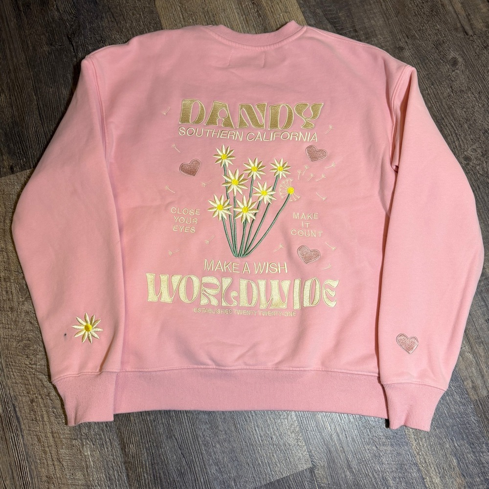 Dandy Worldwide Southern California Pink Embroidered Sweatshirt Size S